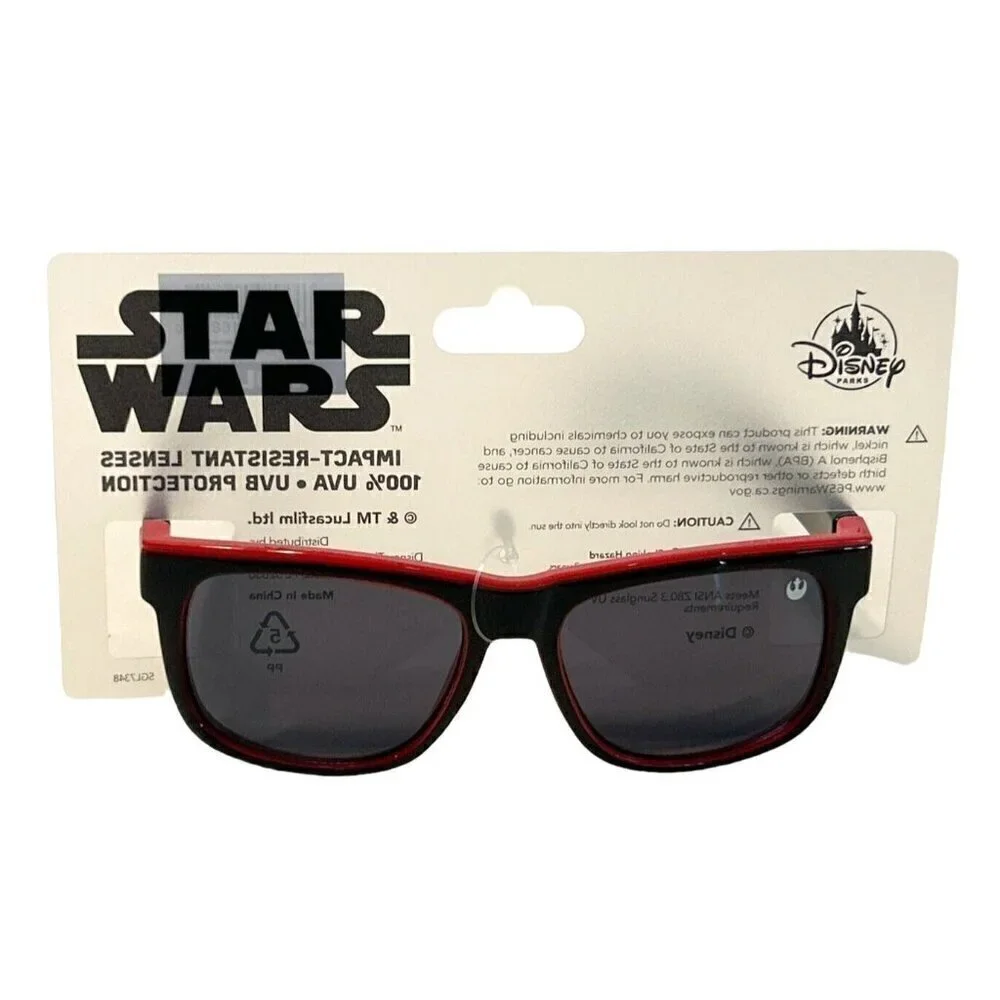 Disney Parks Star Wars Lucasfilm Kid Black Red Sunglasses UVA UVB Protection NWT